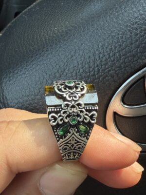 925 Sterling Silver Ring with Synthetic Citrine – Handmade Afghan Design